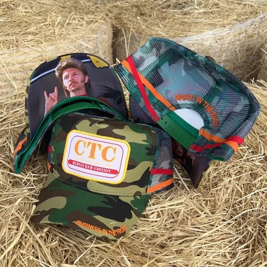 CTC Rednecker Cap. Camo Cap, Business in the front, Party in the back.